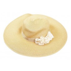 August Hat Company Mujer&apos;s Beige Wide Brim Floppy Floral Hat Mujers OS New NWT  766288171107 eb-14717057